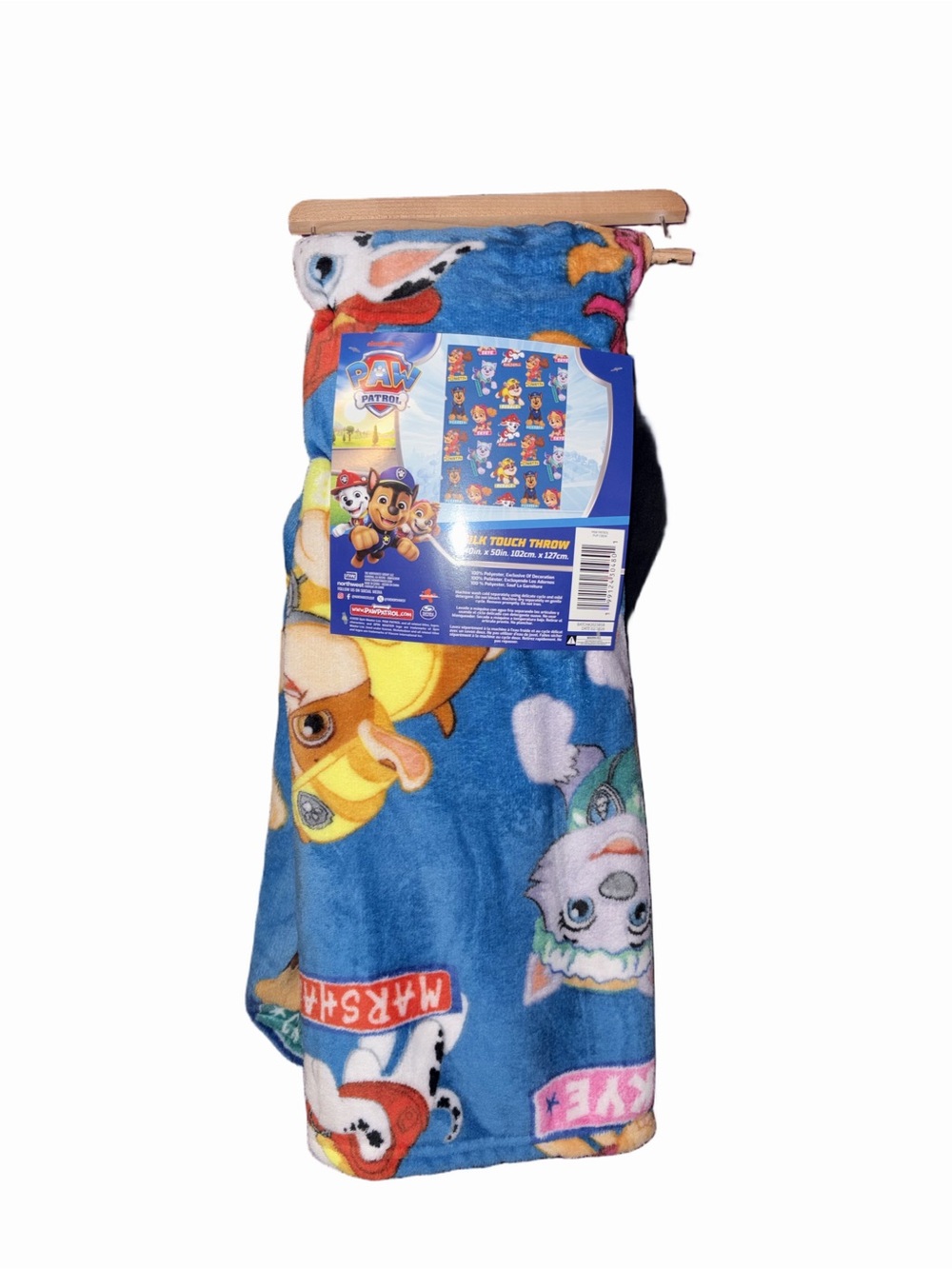 Paw Patrol Kids Plush Throw Blanket 40” x 50” Blue NWT Soft Polyester